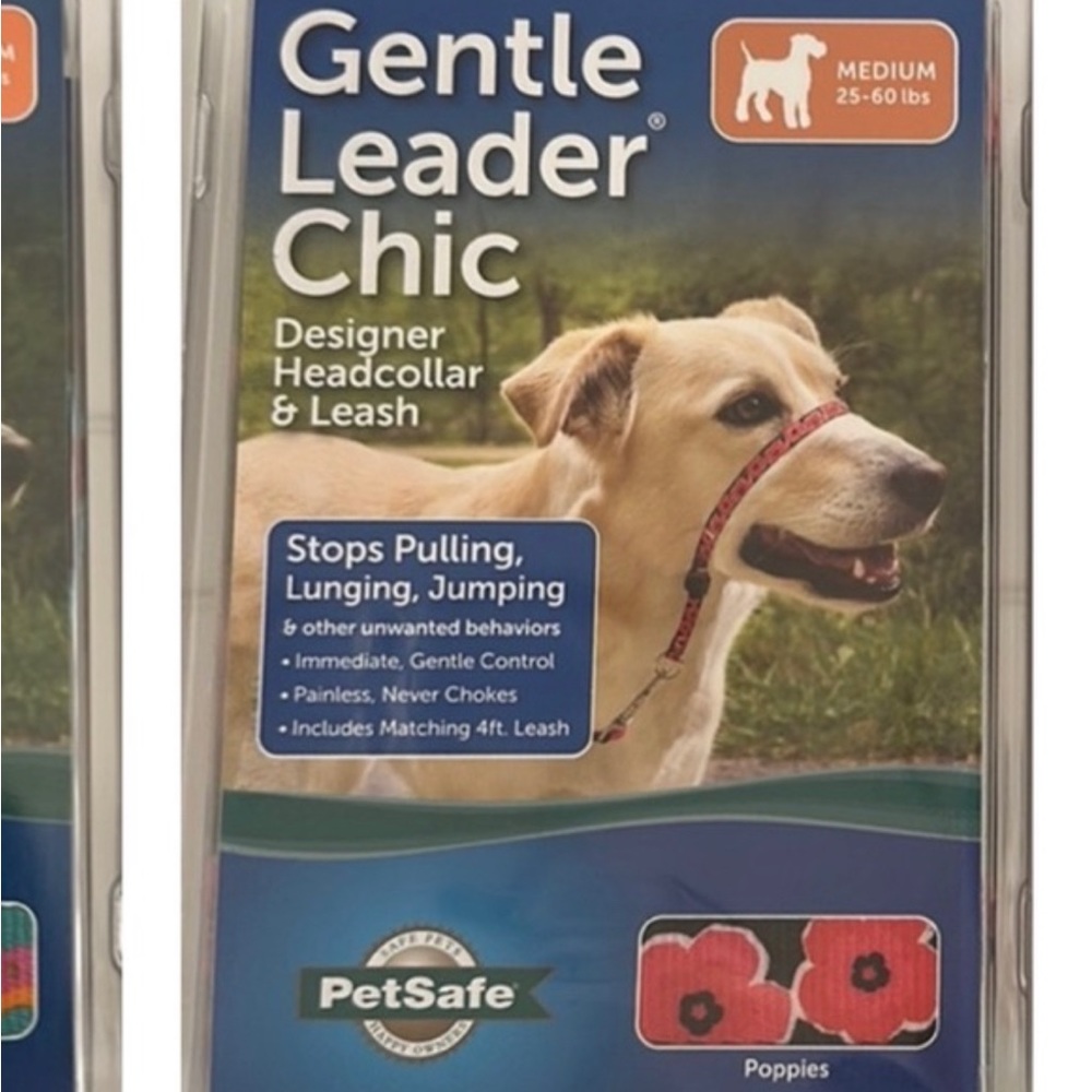 Gentle leader chic, POPPIES head collar and leash, size medium and large